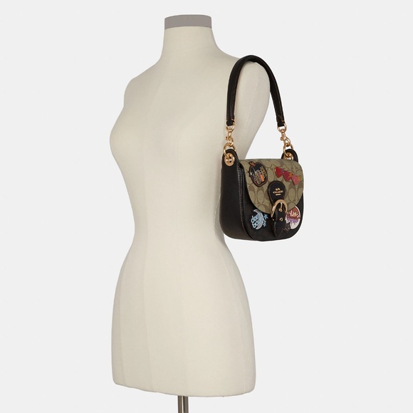 Coach Kleo Shoulder Bag 17 In Colorblock Signature Canvas With Disco Patches - Picture 4 of 8